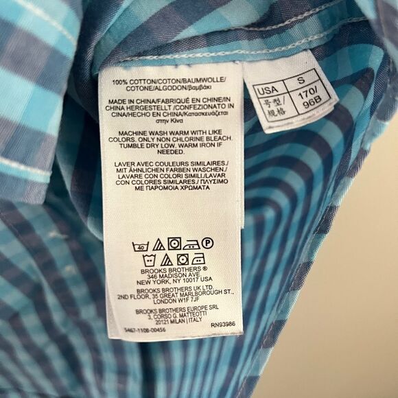 Brooks Brothers Blue Plaid Button Down Short Sleeve Shirt | Size Small - Picture 4 of 5